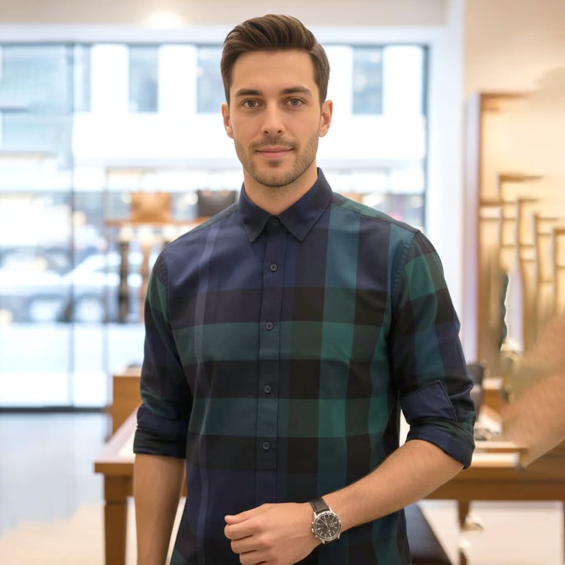 Burberry Blue & Green Premium Quality Shirt-0