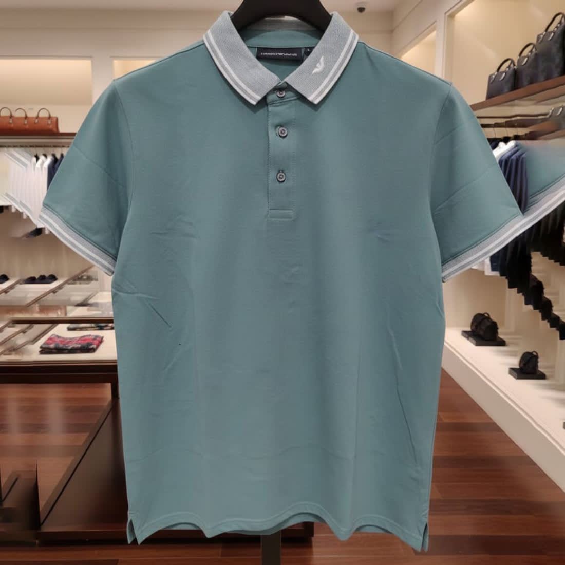 Emporio Armani Lycra Green Premium Collar T-shirt-1