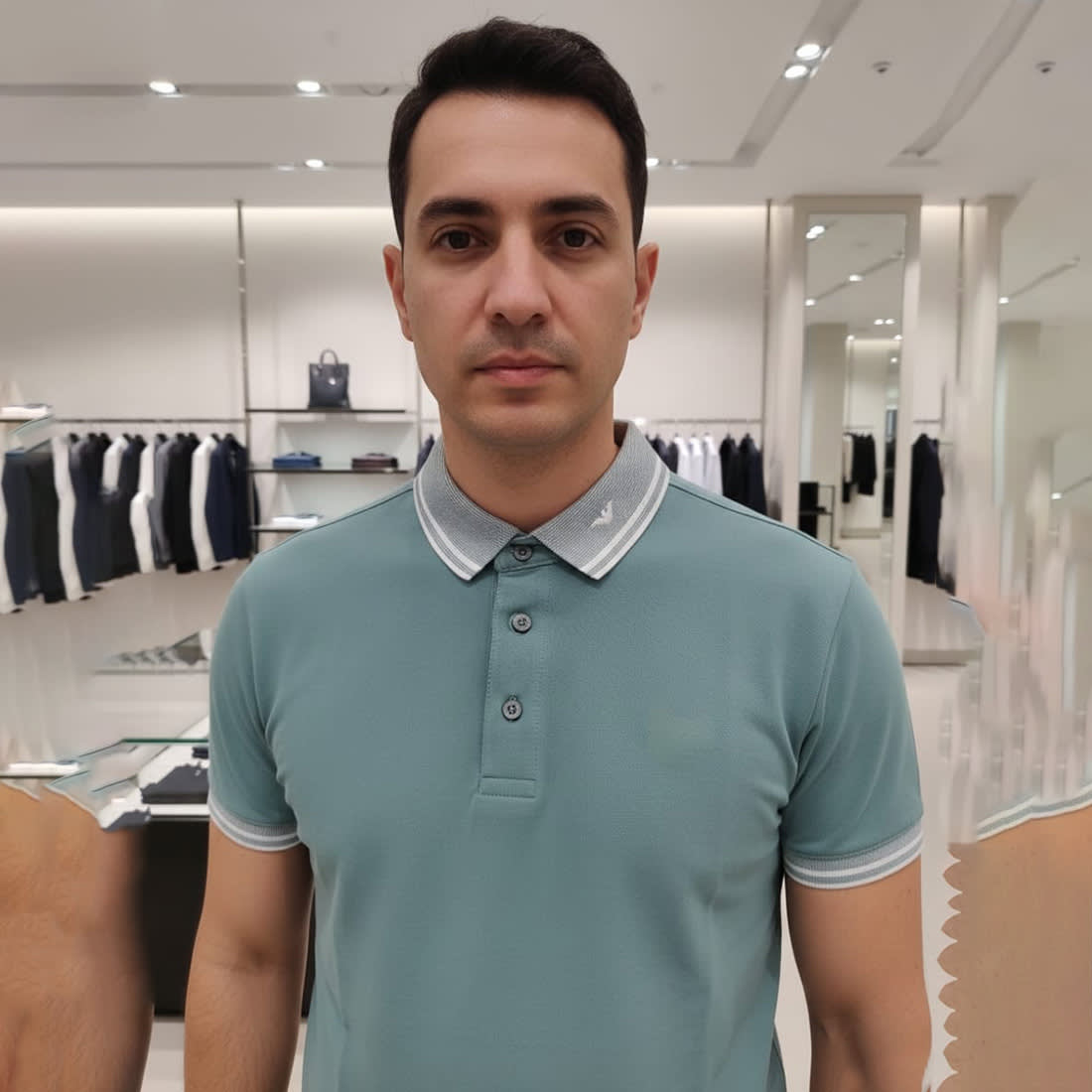 Emporio Armani Lycra Green Premium Collar T-shirt-0