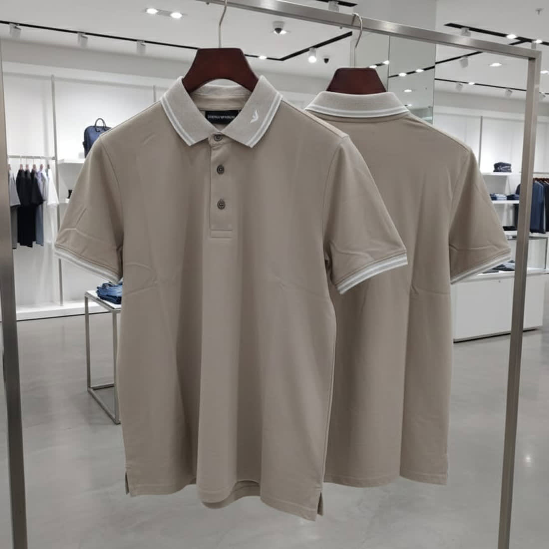 Emporio Armani Lycra Beige Premium Collar T-shirt-2