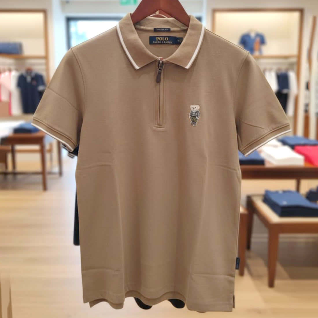 Ralph Lauren Beige Premium Collar T-shirt-1
