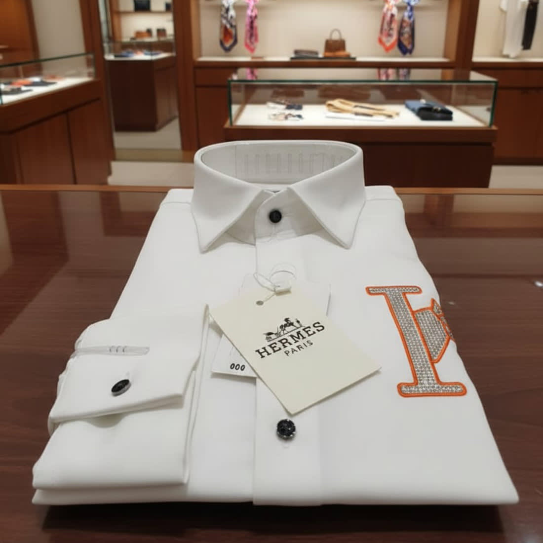 Hermès H Logo Embroidery White Premium Shirt-2