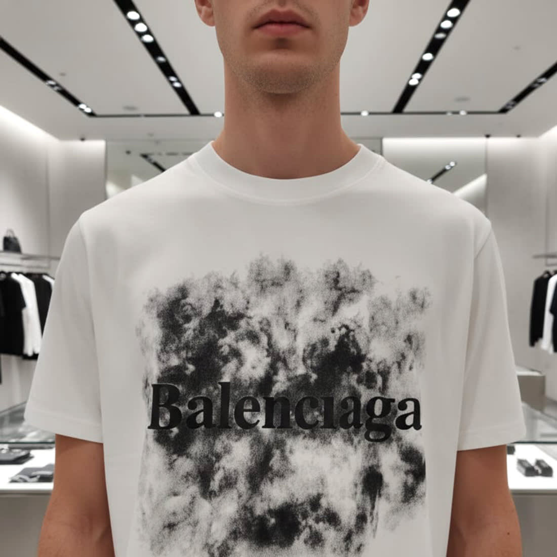 Balenciaga White Premium Quality T-shirt-3