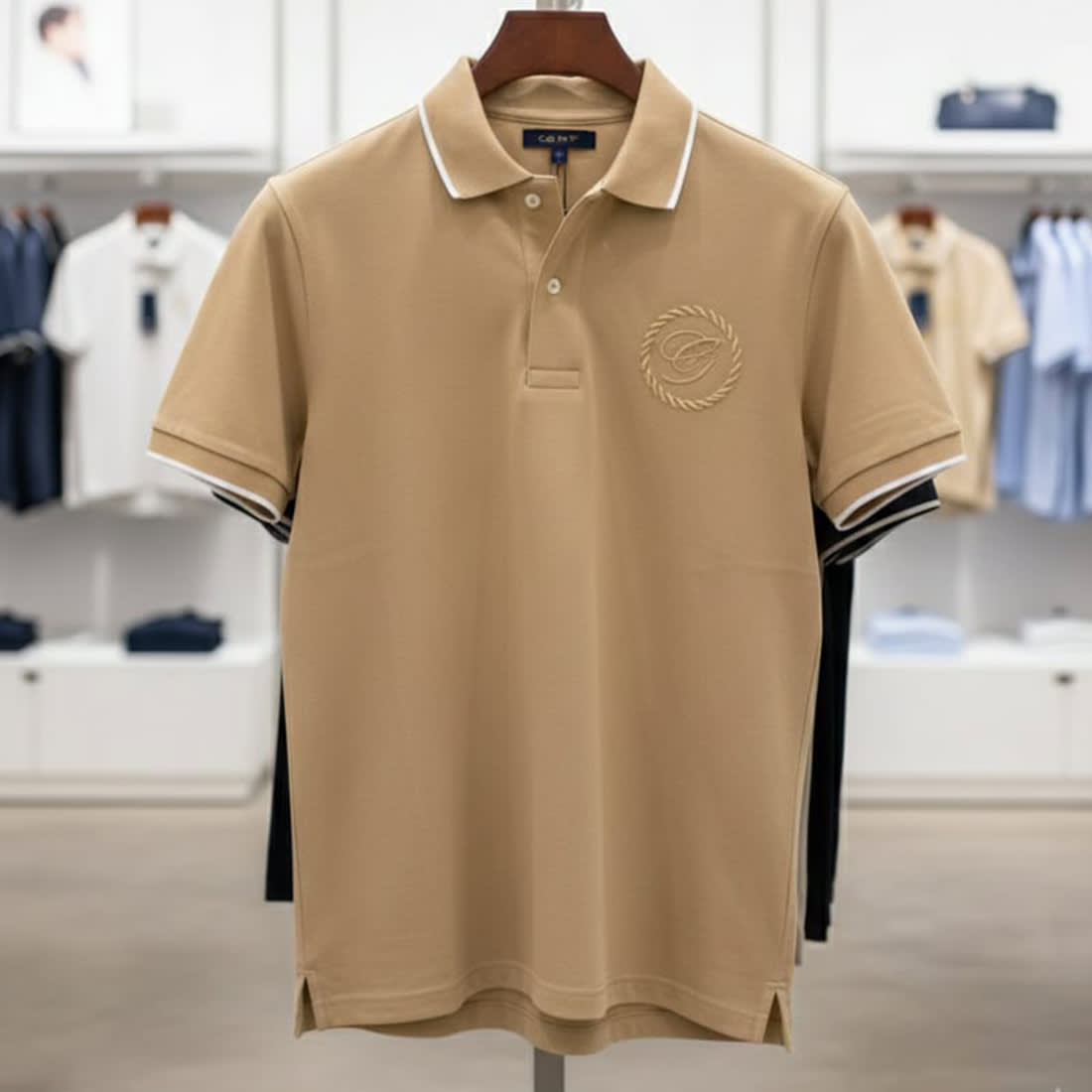 Gant Beige Premium Quality T-shirt-1