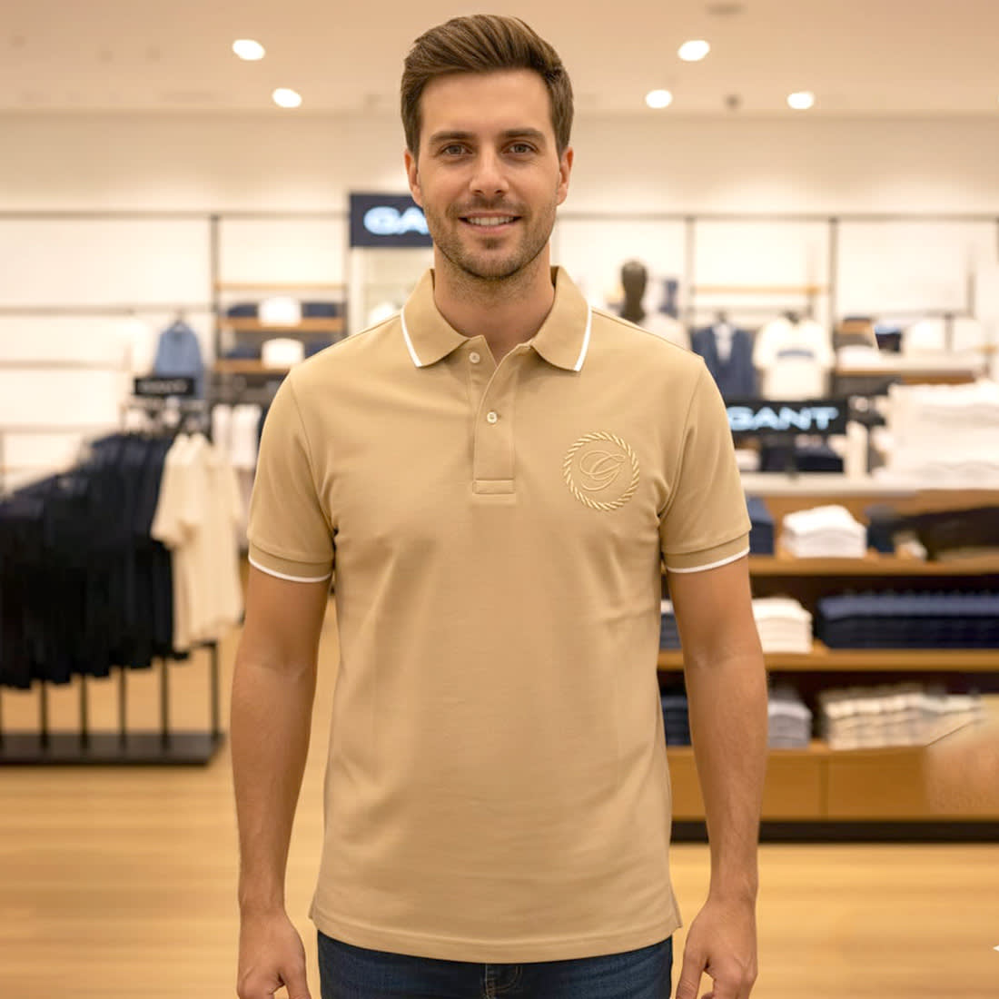 Gant Beige Premium Quality T-shirt-0