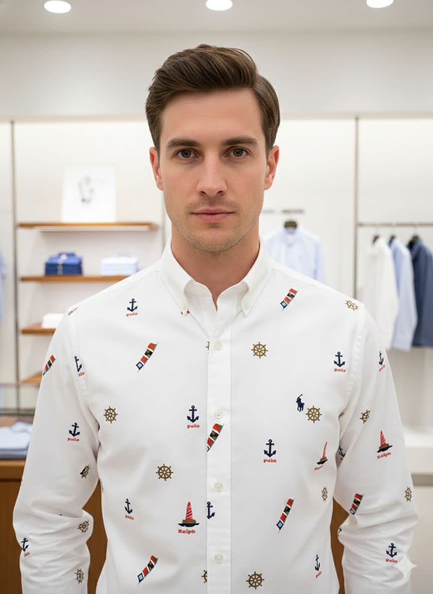 Ralph Lauren Embroidered White Premium Cotton Shirt-1