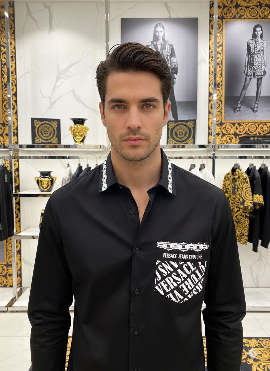 Versace Black Premium Quality Cotton Shirt-3