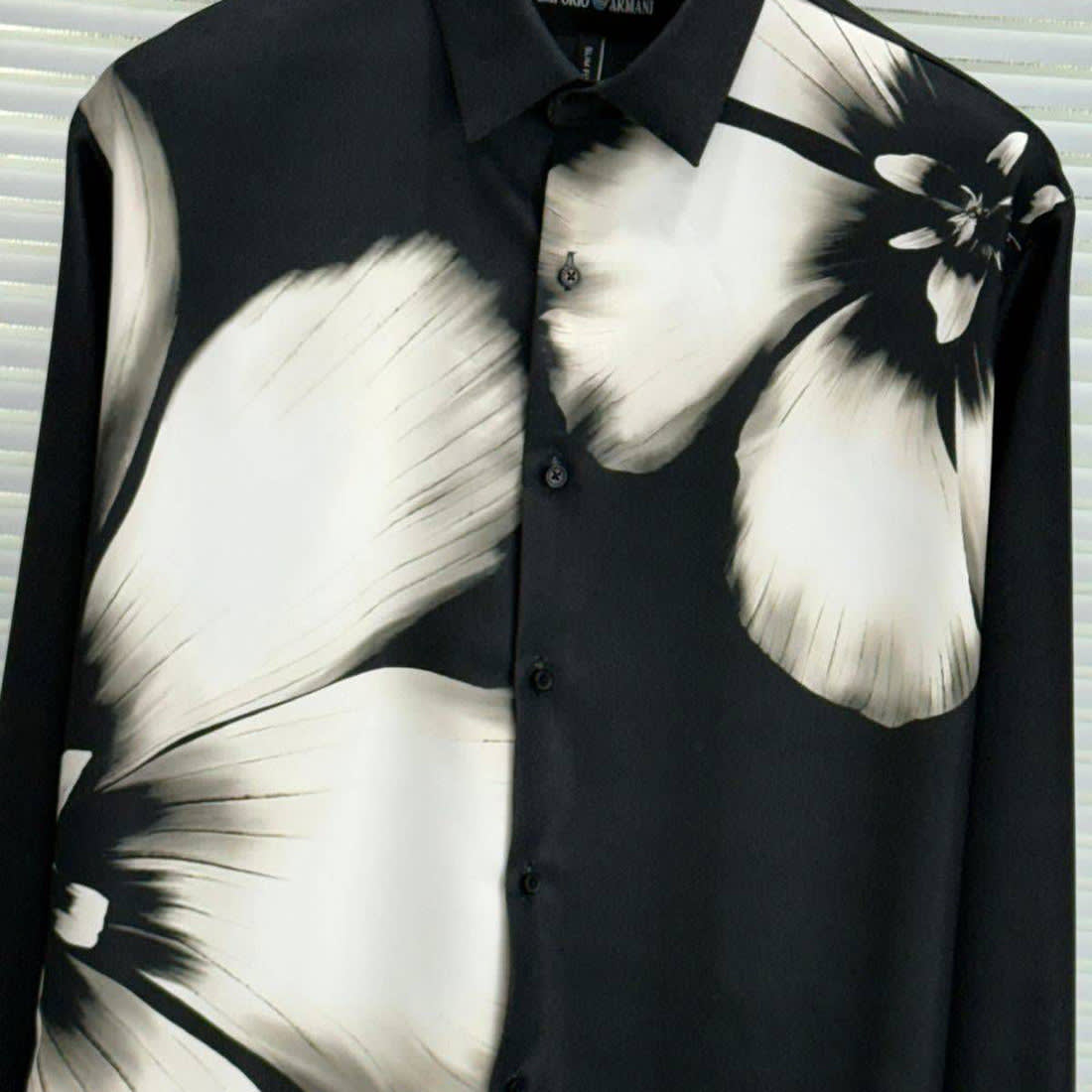 Emporio Armani Flower Print Black Premium Stretchable Shirt-1