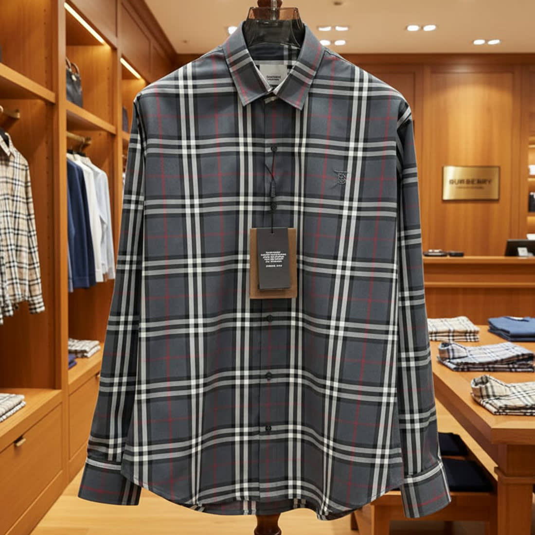 Burberry Grey Check Premium Quality Shirt-0