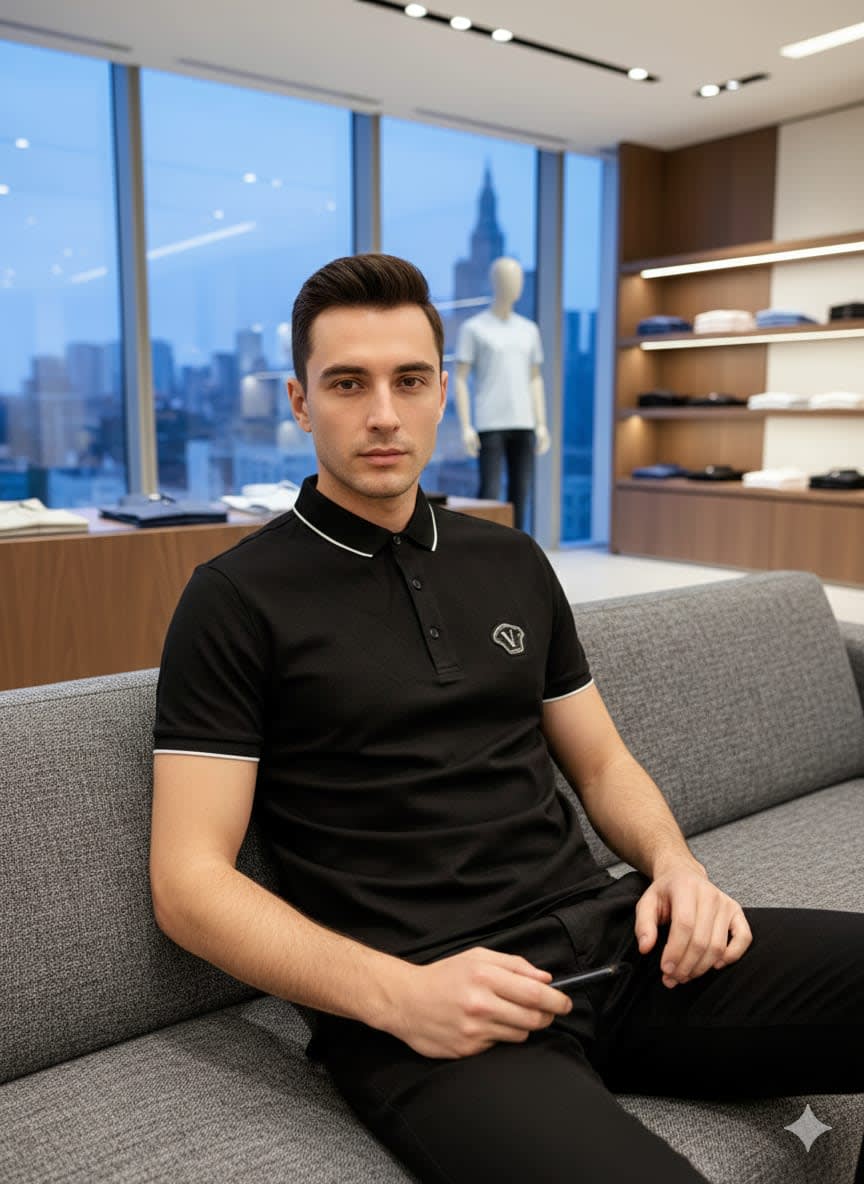 Versace Black Premium Quality Polo T-shirt-0