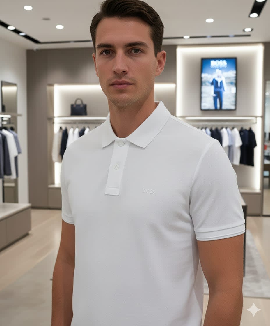 Hugo Boss White Premium Quality Polo Tees-3