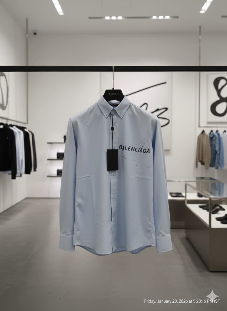 Balenciaga Skyblue Premium Quality Shirt-3