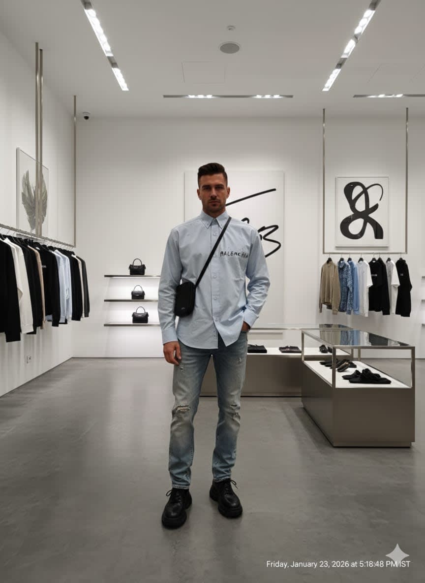 Balenciaga Skyblue Premium Quality Shirt-2