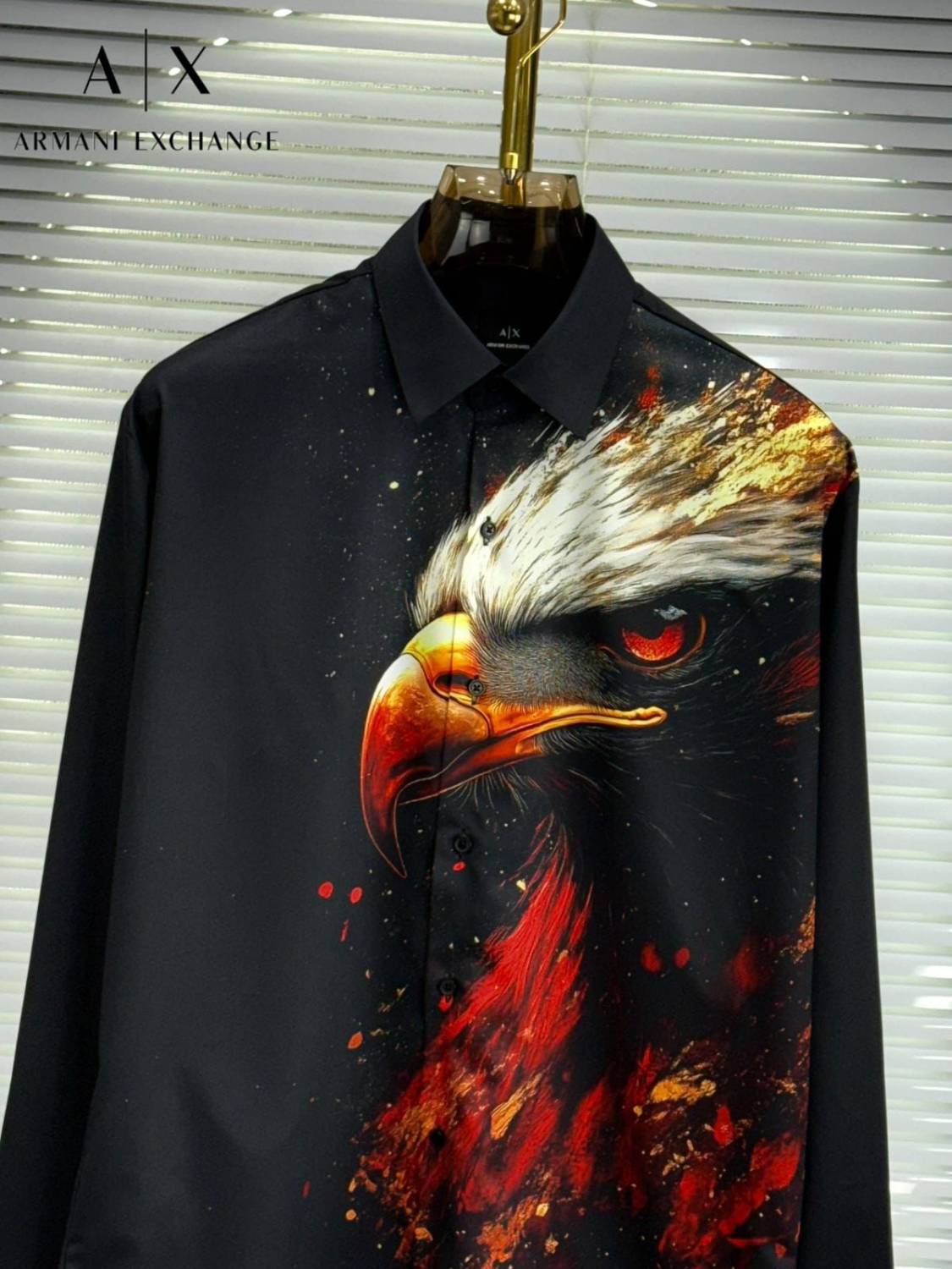 Armani Exchange Black Pemium Eagle Printed Quality Shirt-1