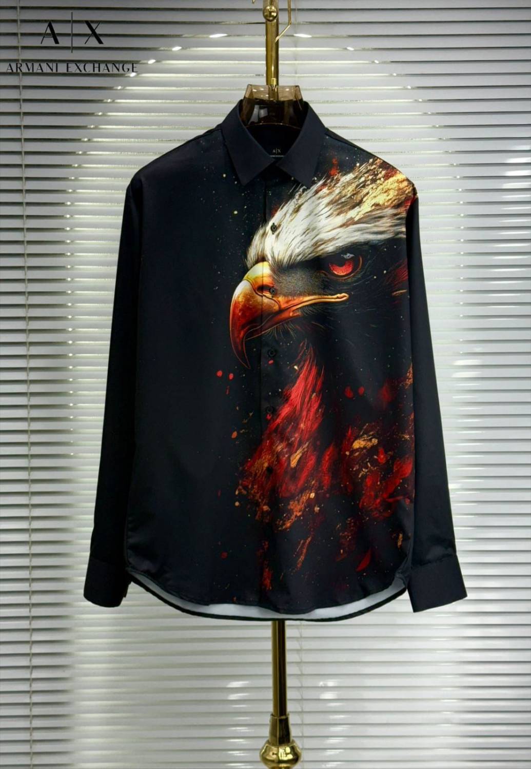 Armani Exchange Black Pemium Eagle Printed Quality Shirt-0
