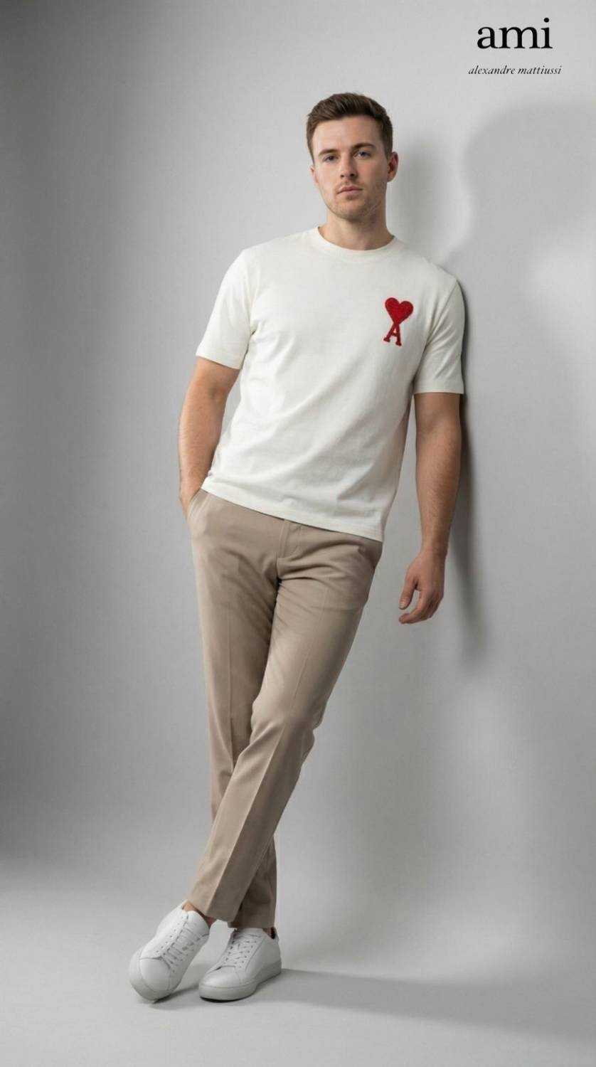 Ami White Premium Quality Heart Logo T-shirt-0