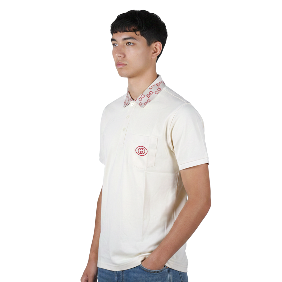 Gucci Embroidered White Premium Polo T-shirt-0