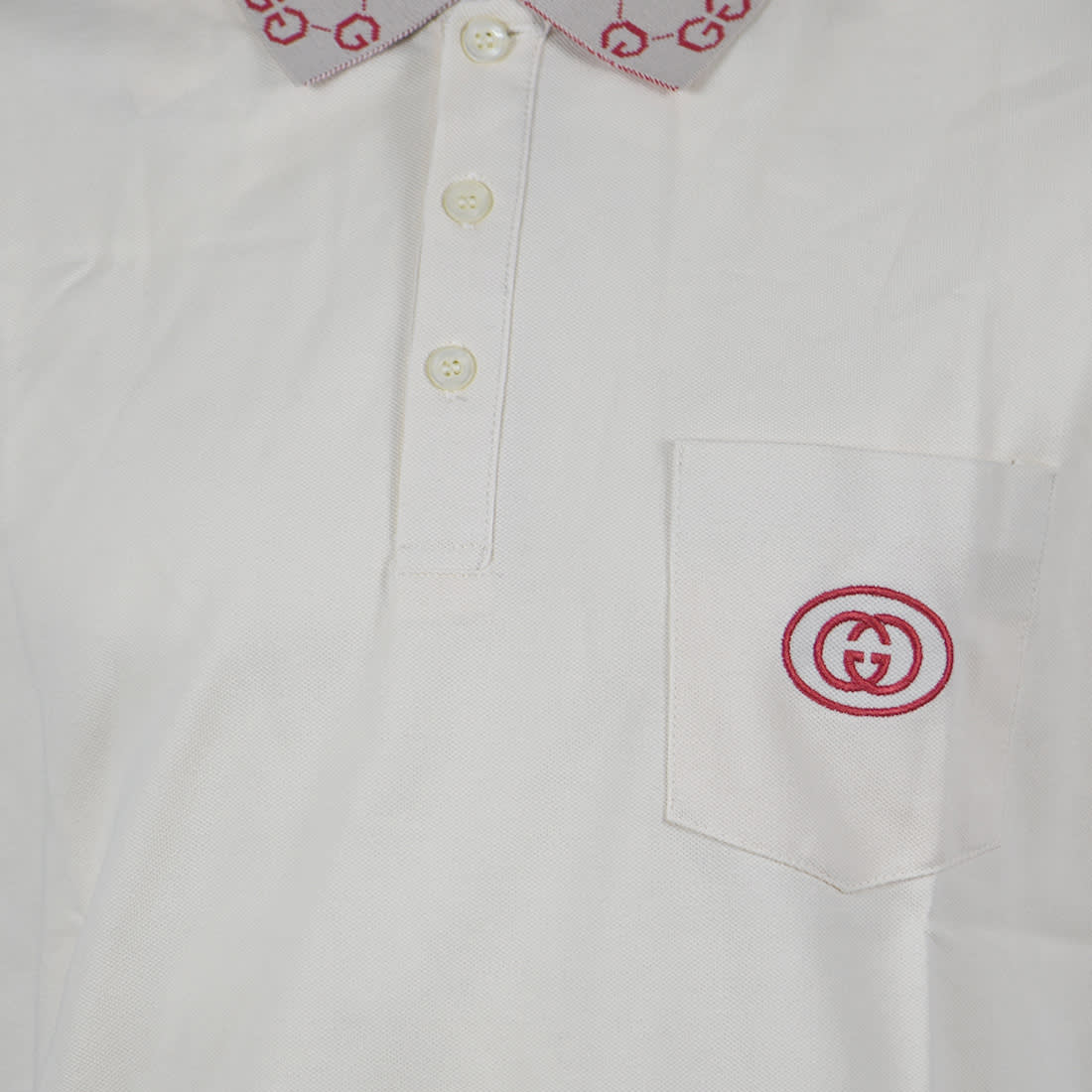 Gucci Embroidered White Premium Polo T-shirt-5