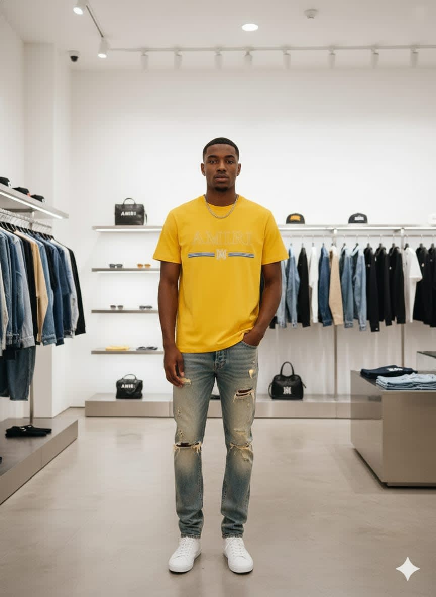 Amiri Yellow Premium Quality T-shirt-0