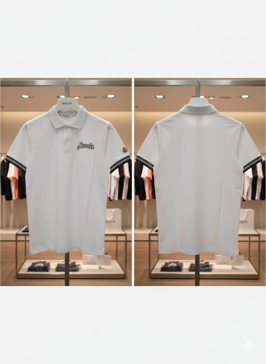 Moncler White Premium Quality T-shirt-3