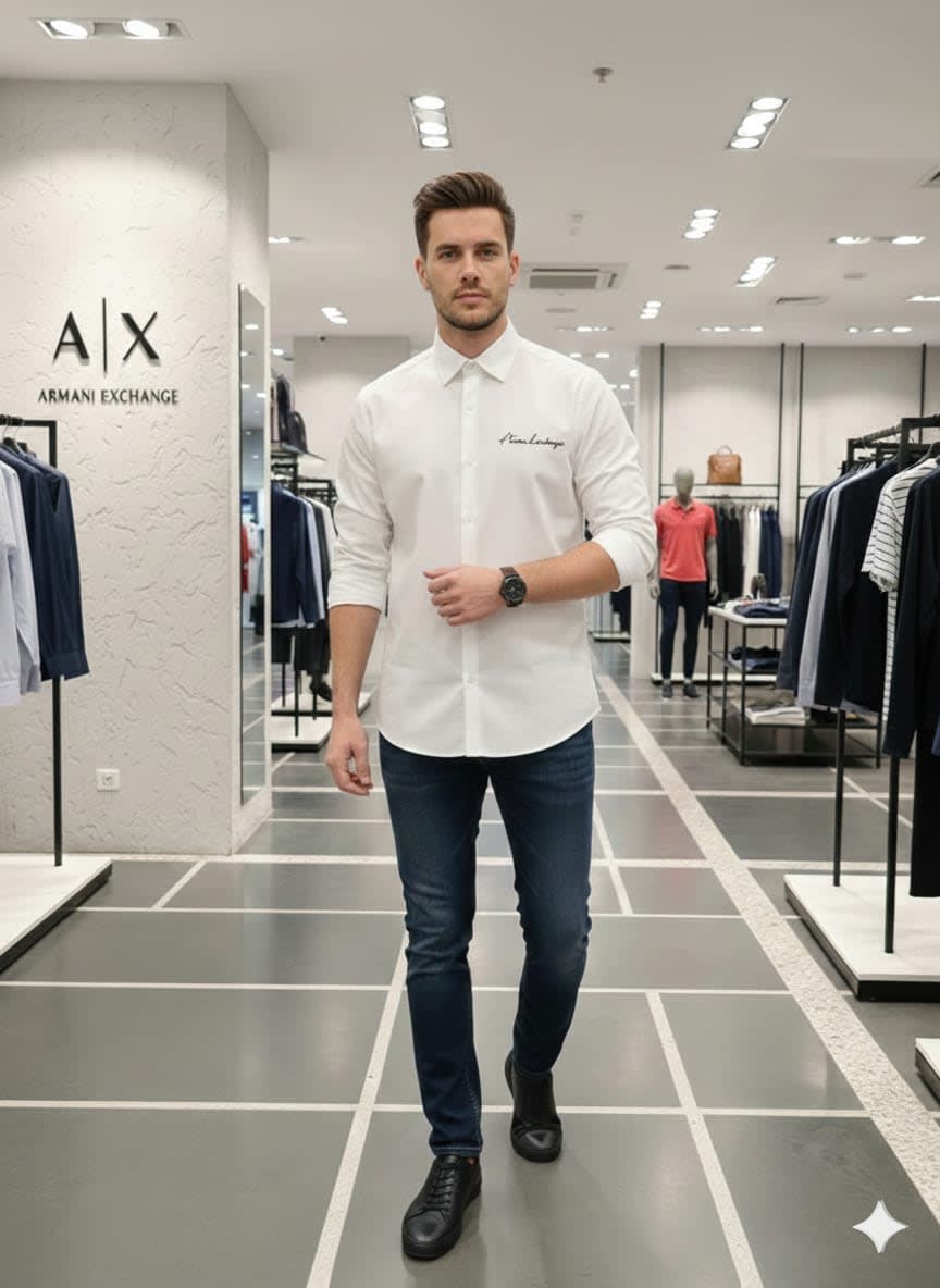 Armani Exchange White Premium Quality Cotton Shirt-0