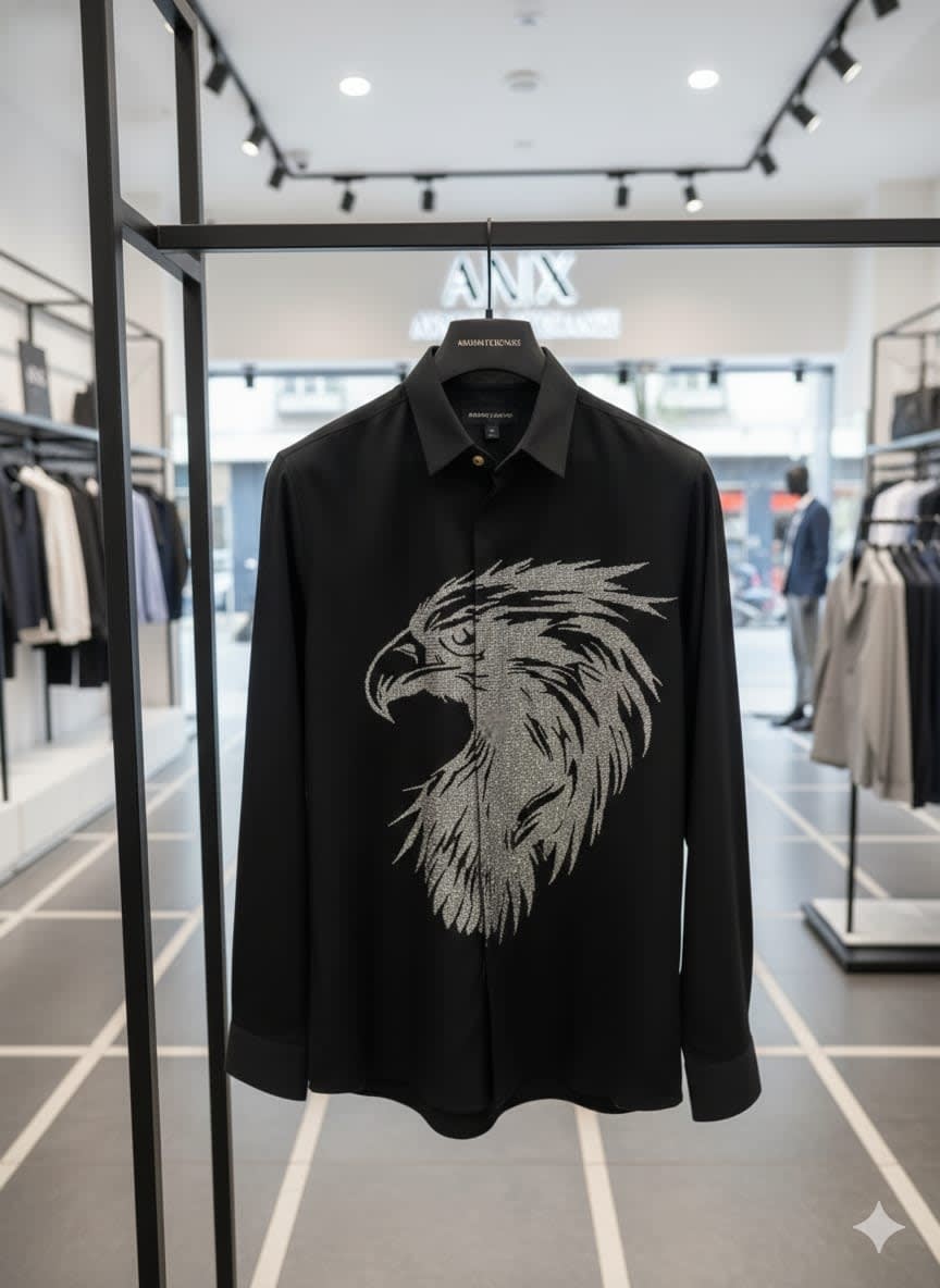 Armani Exchange Black Premium Eagle Printed Quality Shirt-2