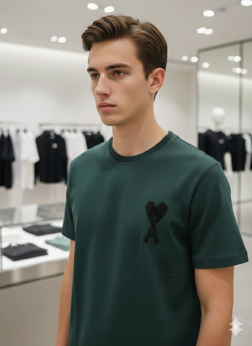 Ami Green Premium Quality Heart Logo T-shirt-0