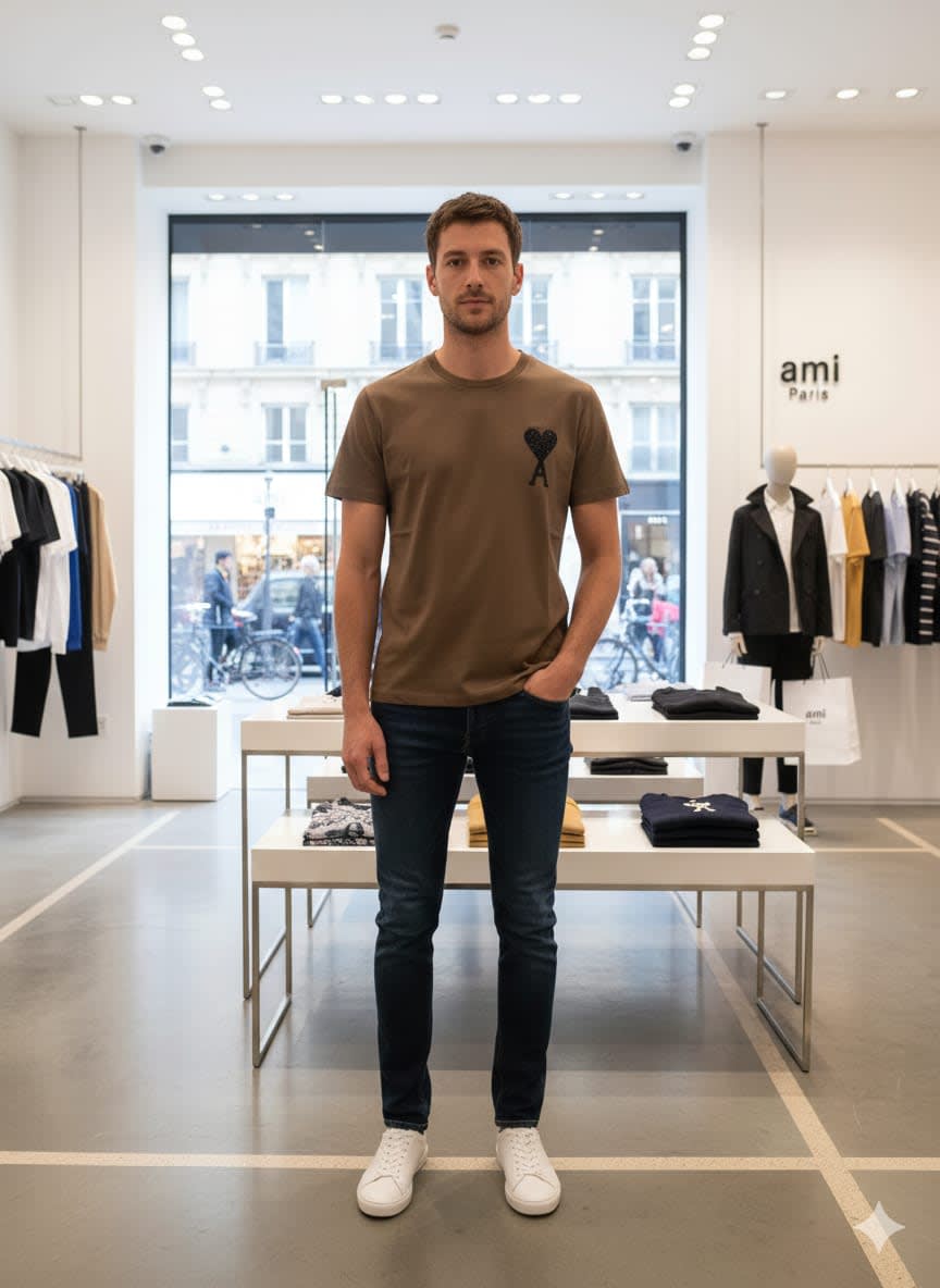 Ami Brown Premium Quality Heart Logo T-shirt-0