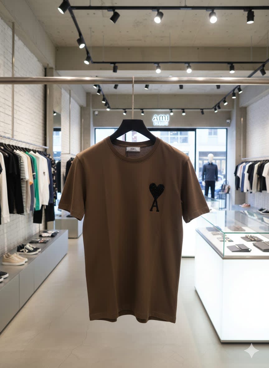 Ami Brown Premium Quality Heart Logo T-shirt-1