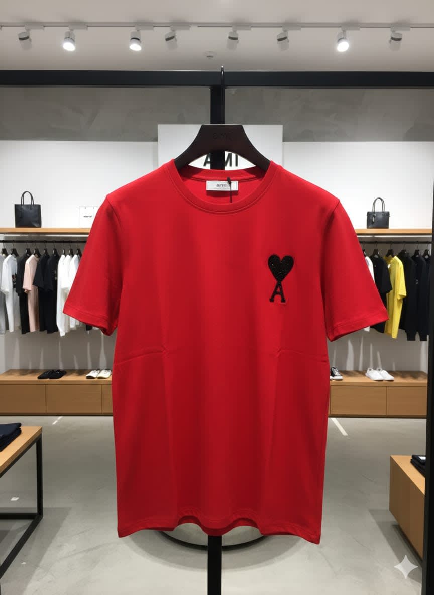 Ami Red Premium Quality Heart Logo T-shirt-1