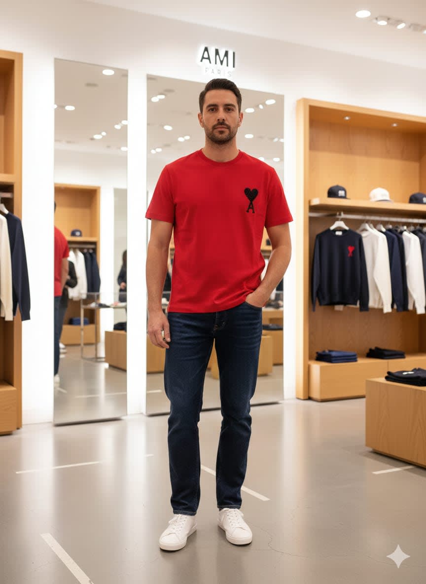 Ami Red Premium Quality Heart Logo T-shirt-0
