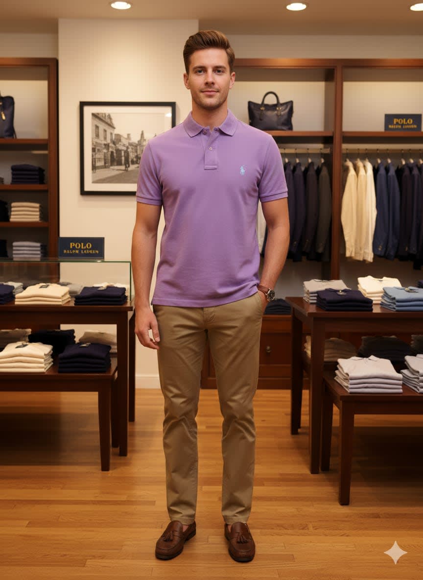 Ralph Lauren Purple Premium Collar T-shirt-0