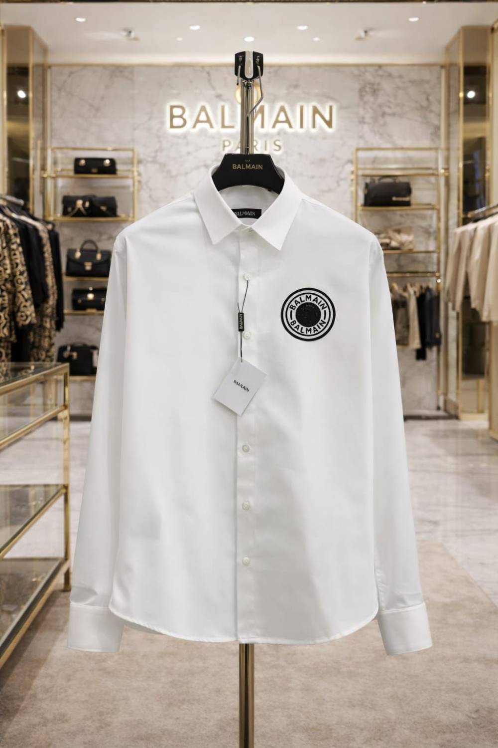 Balmain Embroidered White Premium Cotton Shirt-1