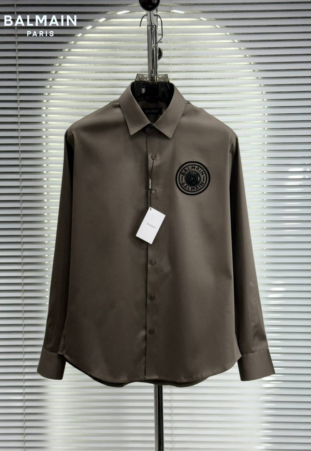 Balmain Embroidered Brown Premium Cotton Shirt-0