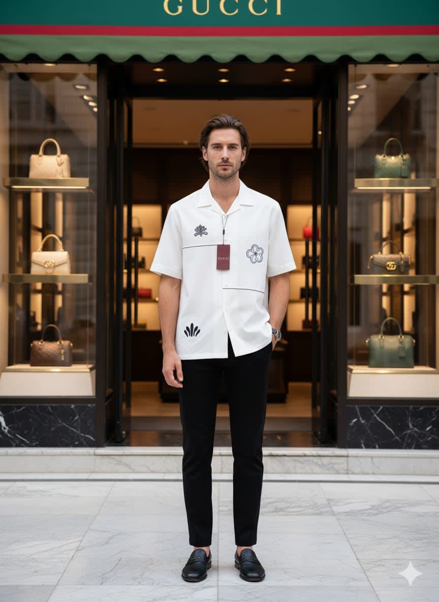 Gucci White Premium Quality Shirt-0