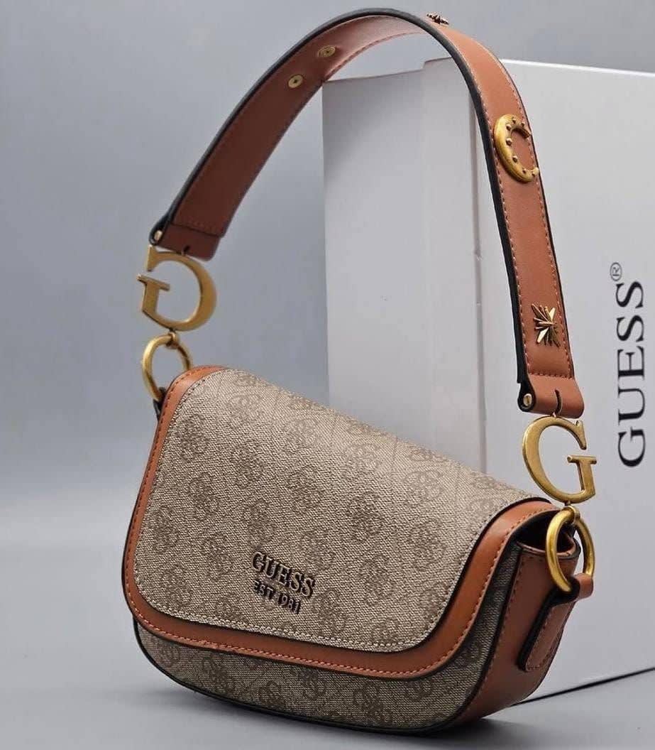 Guess Noelle Golden Brown Shoulder Bag-0