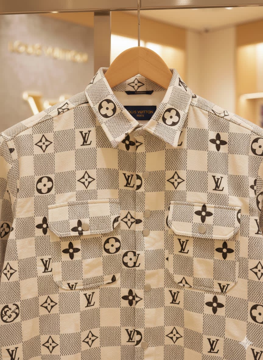 Louis Vuitton Monogram Cream Premium Cotton Shirt-5