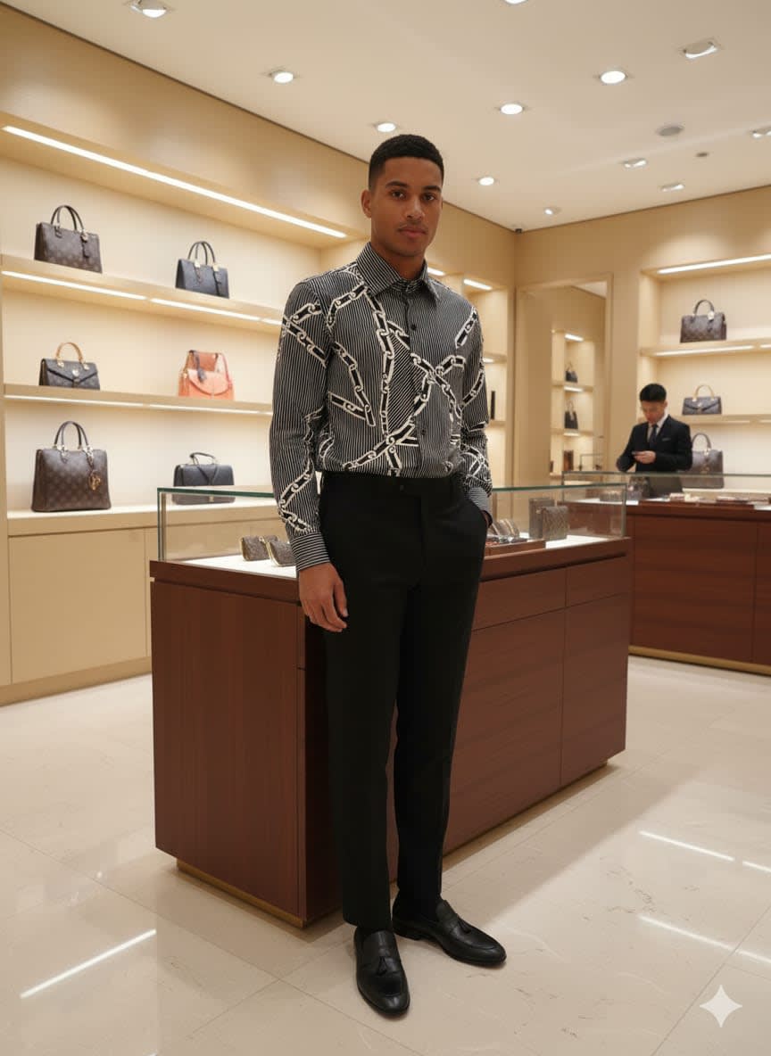 Louis Vuitton Monogram Black Premium Cotton Shirt-0