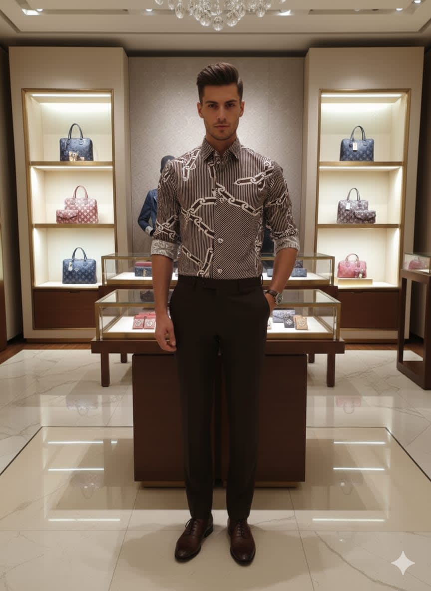 Louis Vuitton Monogram Brown Premium Cotton Shirt-0