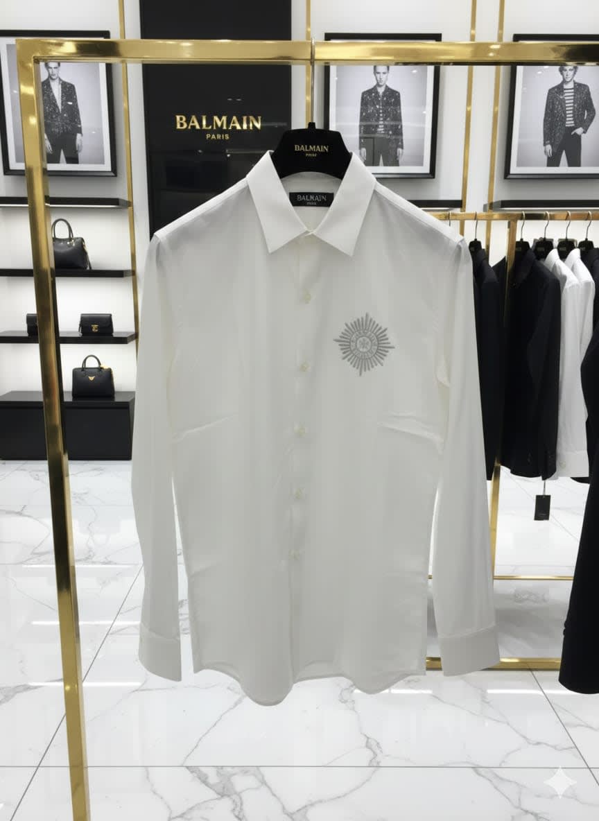 Balmain Embroidered White Premium Cotton Shirt-2