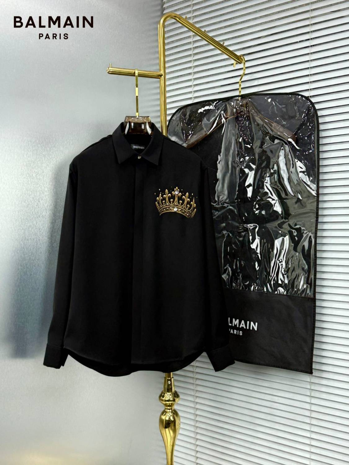 Balmain Embroidered Black Premium Cotton Shirt-0