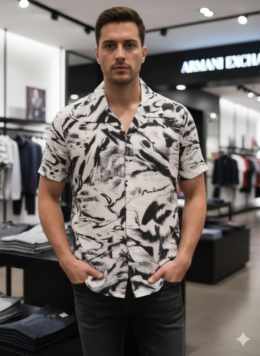 Armani Exchange Printed Premium Quality Short Sleeve Shirt-1