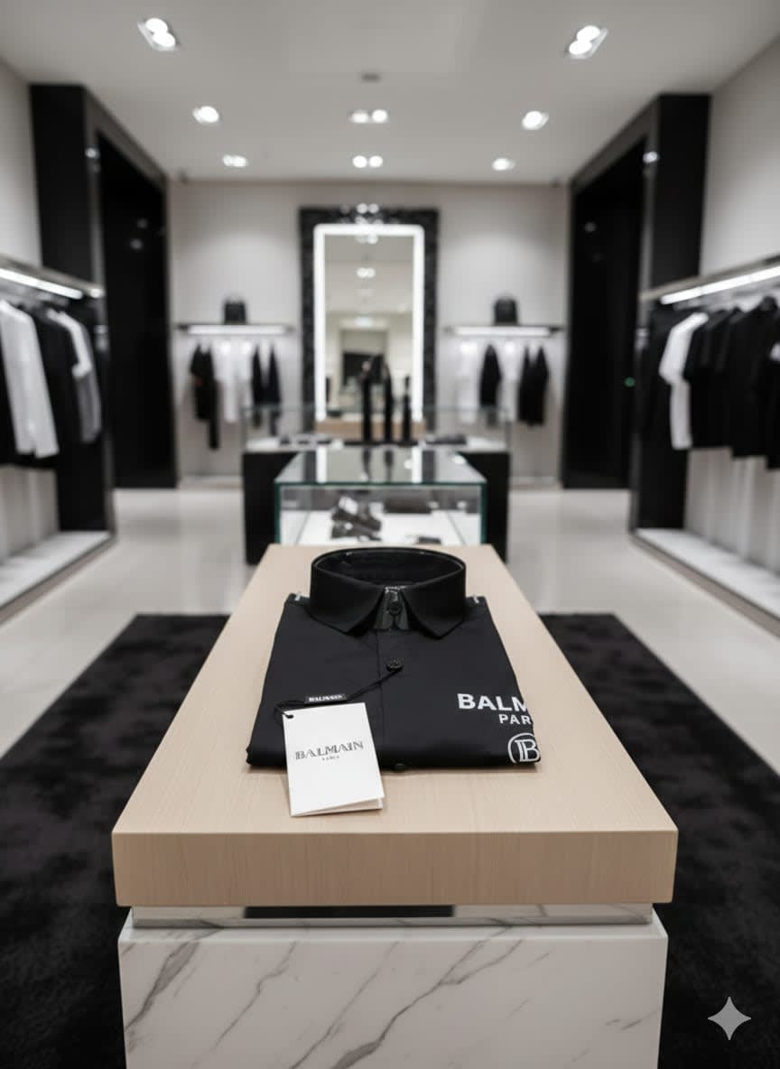 Balmain Embroidered Black Premium Cotton Shirt-2