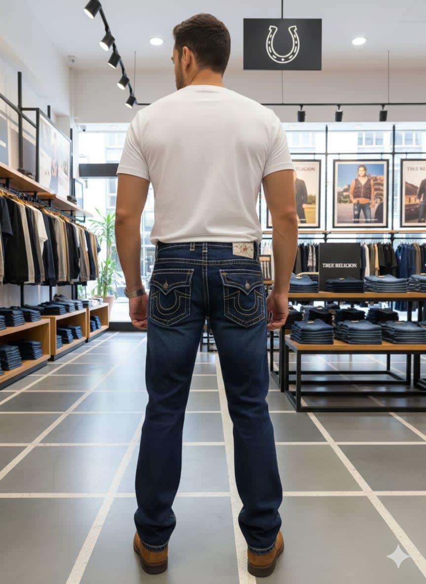 True Religion Dark Blue Premium Quality Denim Jeans-3