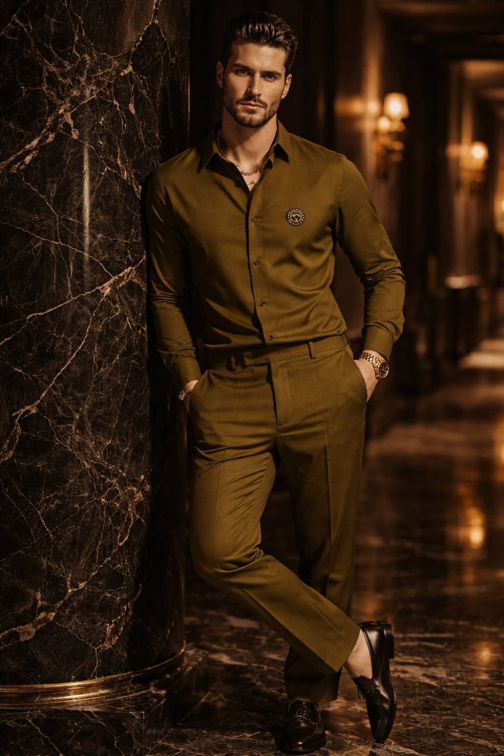 Versace Brown Premium Quality T-shirt & Trouser Combo-0