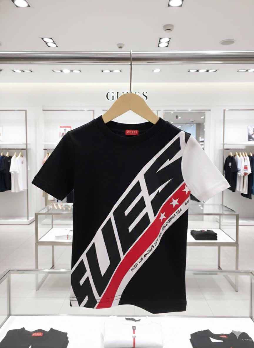 Guess Black/White Kids Premium Quality T-shirt-1