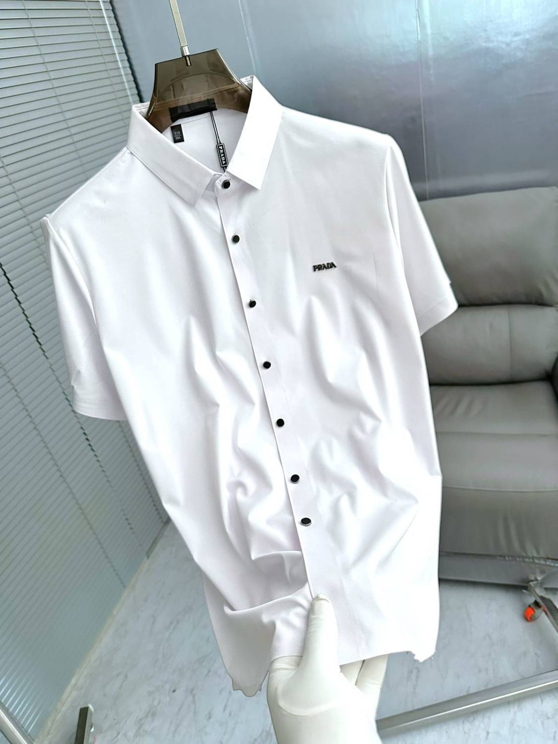 Prada White Premium Quality Short Sleeve Shirt-0