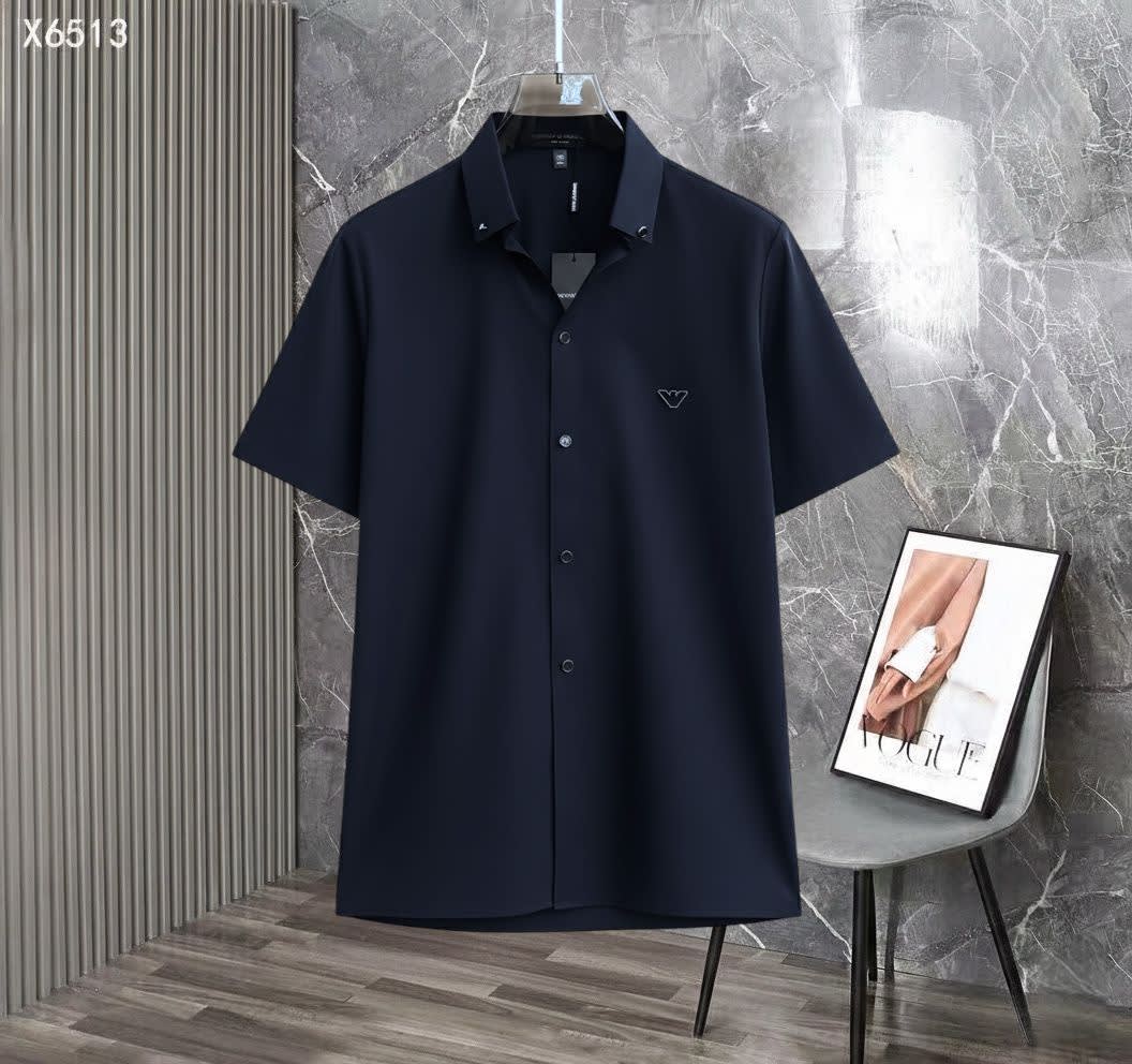 Emporio Armani Blue Premium Quality Short Sleeve Shirt-0