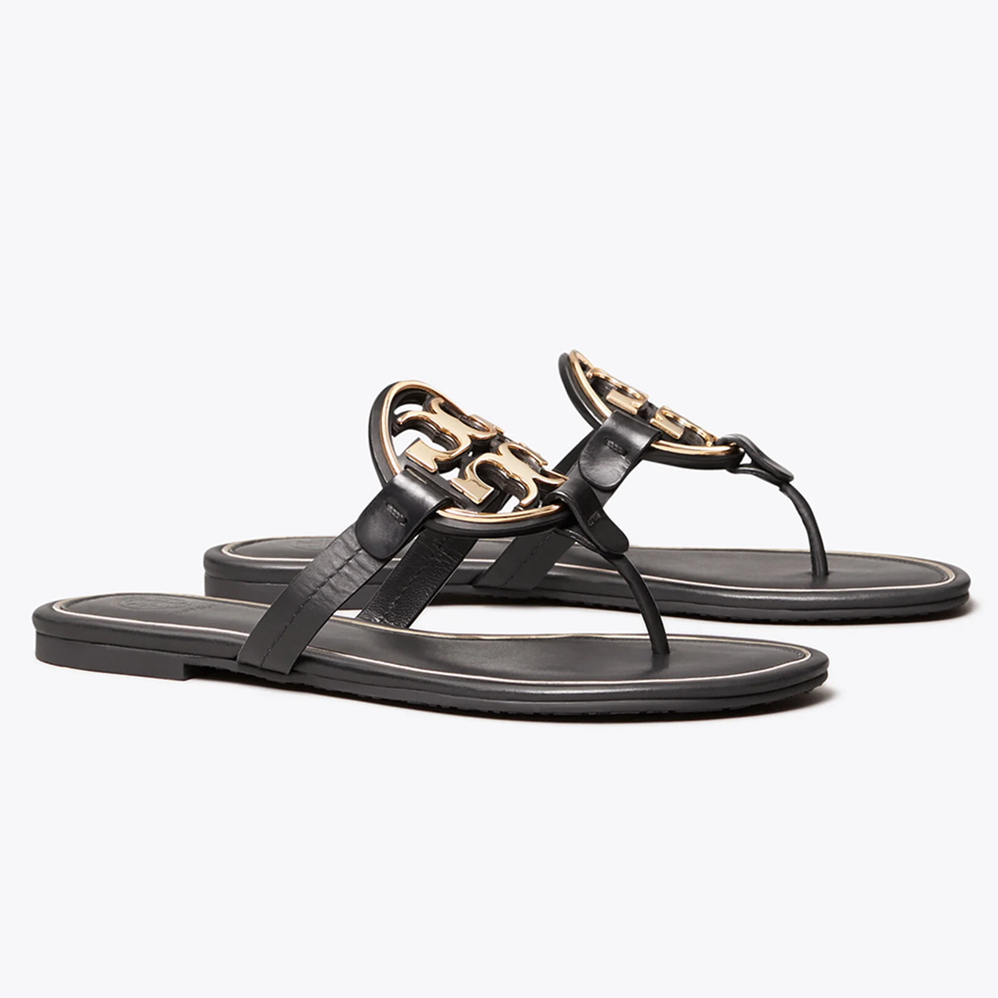 Tory Burch Metal Miller Black Premium Quality Flat Sandal-1