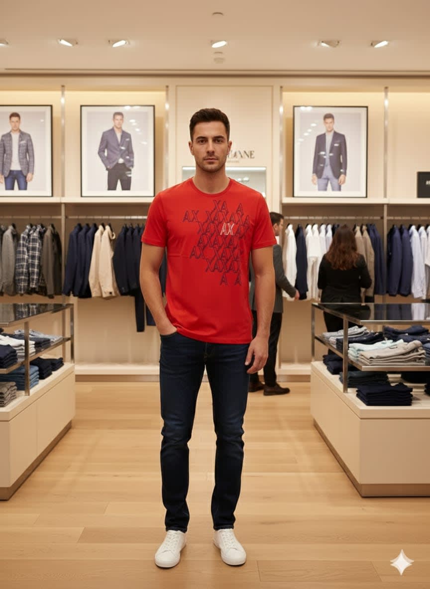 Armani Exchange Red Premium Quality T-shirt-0